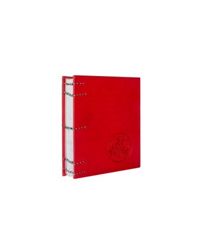 Libreta Copta 1/4 Rojo hilo blanco con negro