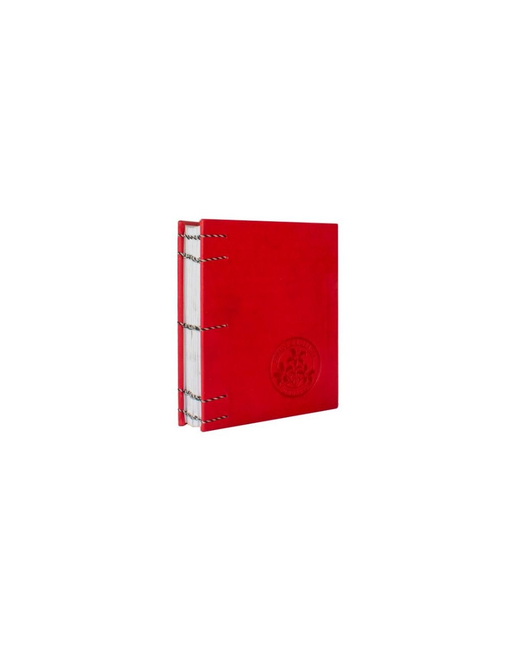 Libreta Copta 1/4 Rojo hilo blanco con negro