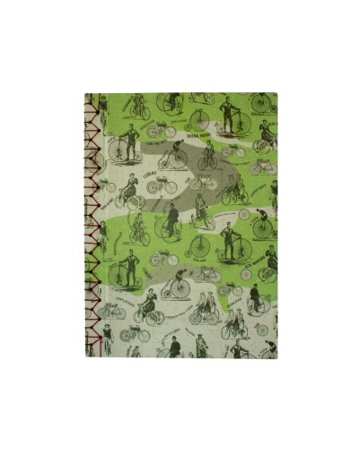 Libreta Japonesa Carta bicicletas hilo vinotinto