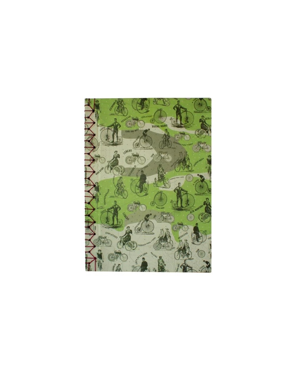 Libreta Japonesa Carta bicicletas hilo vinotinto