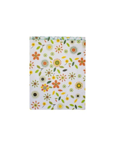 Libreta Japonesa 1/2 oficio flores y hojas hilo azul aguamarina