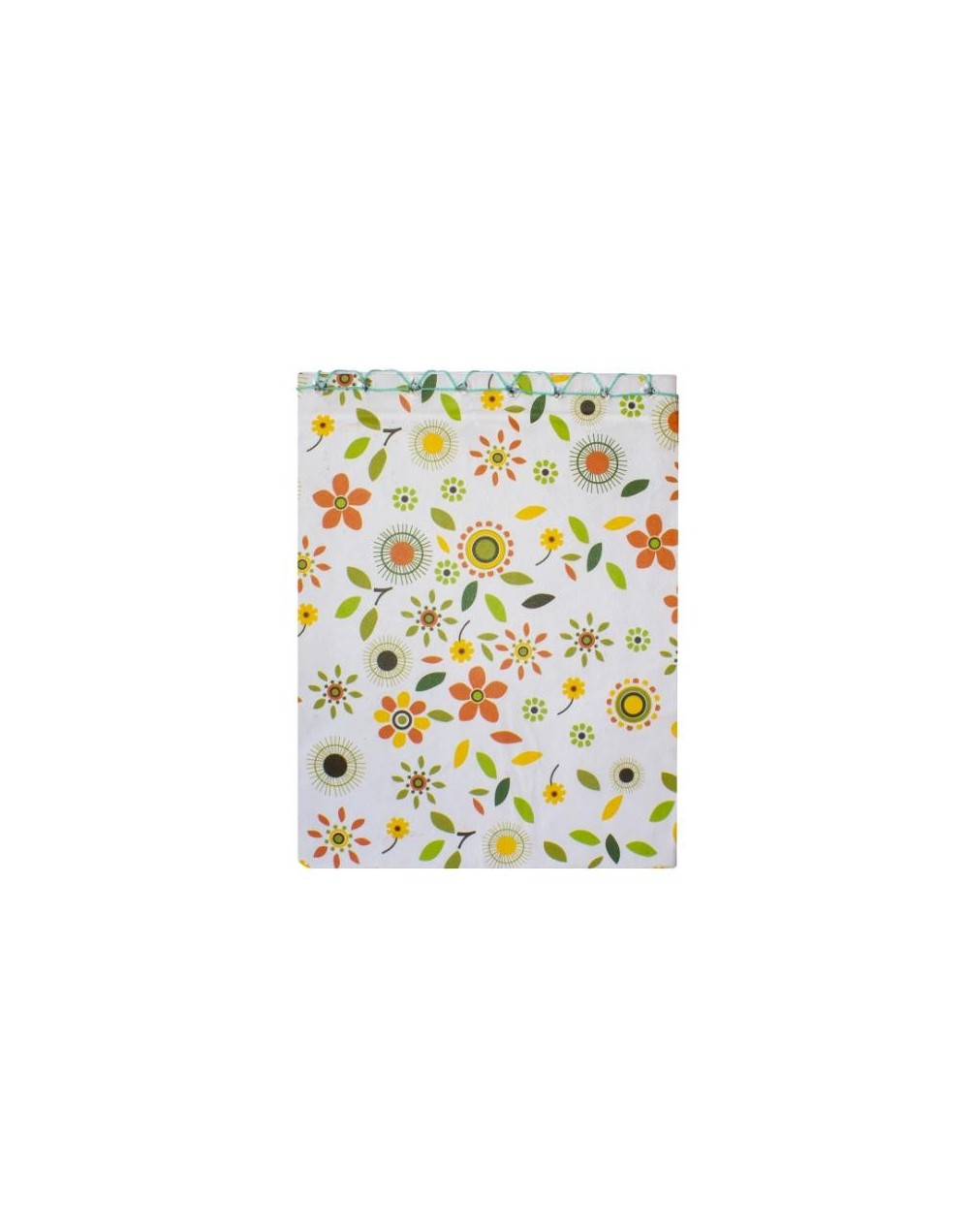 Libreta Japonesa 1/2 oficio flores y hojas hilo azul aguamarina