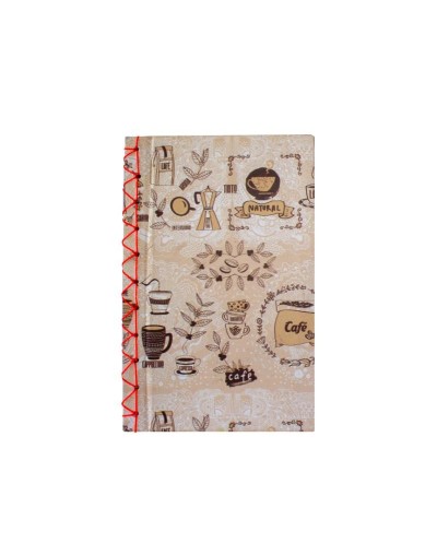 Libreta Japonesa 1/2 carta café hilo fucsia