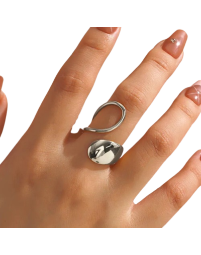 Anillo oval plateado
