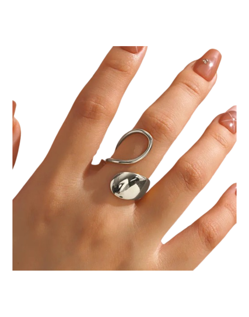 Anillo oval plateado