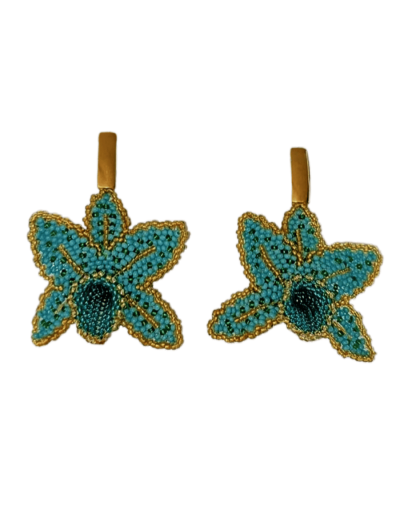 Aretes Orquídeas Turquesa