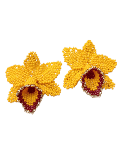 Aretes Orquídea Naranja