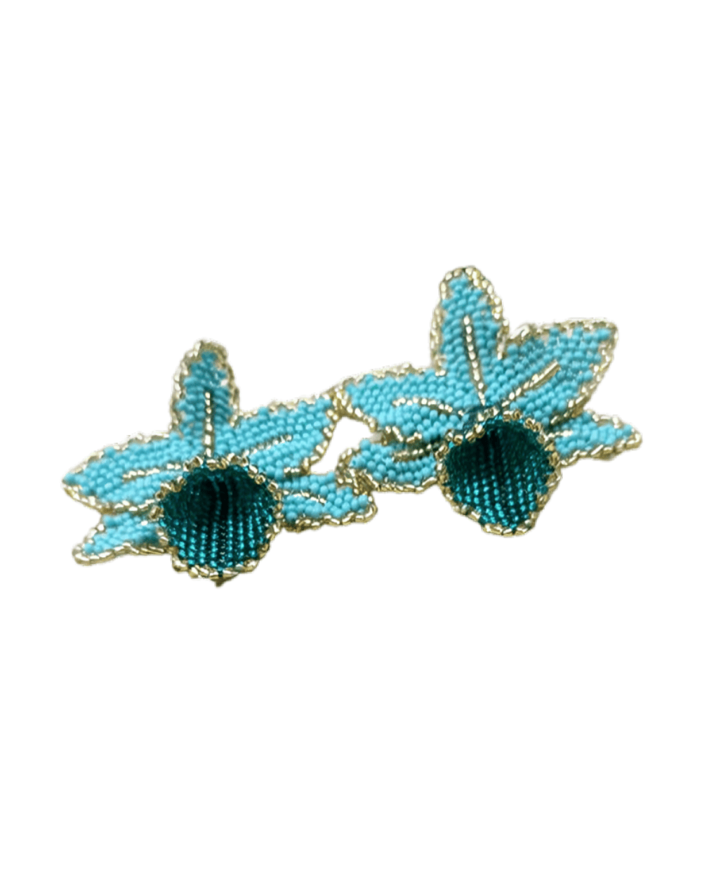 Aretes Orquídeas Turquesa-Dorado