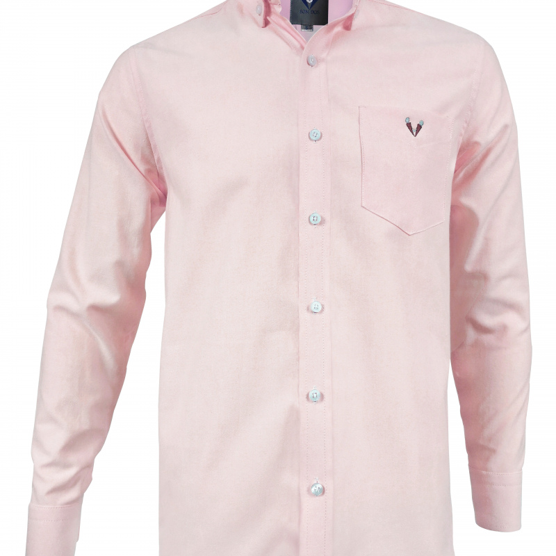 Camisa oxford casual clásica hombre rosa pastel botón down