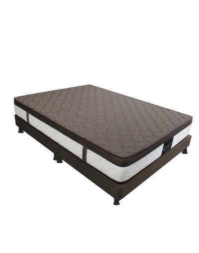 Combo Colchon Dublin Café King  Base Cama Div  Almohadas  Cabecero