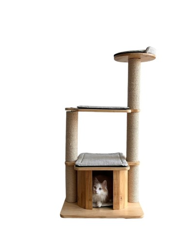Hermoso Gimnasio para Gatos Premium Grande con Casa madera