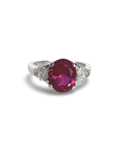 Solitario de compromiso en plata y zirconia Rubí 