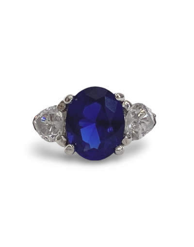 Solitario de compromiso en plata y zirconia Zafiro