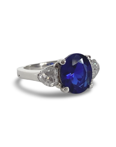Solitario de compromiso en plata y zirconia Zafiro