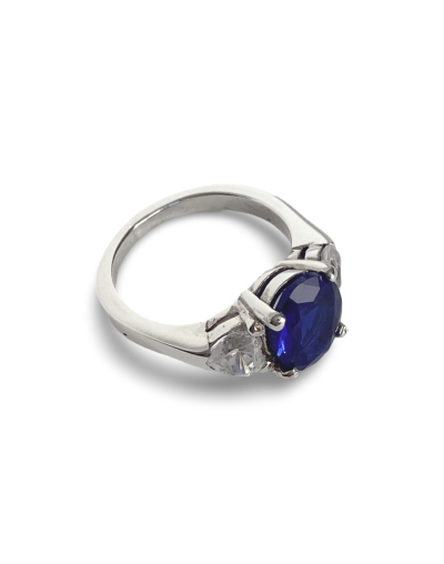 Solitario de compromiso en plata y zirconia Zafiro