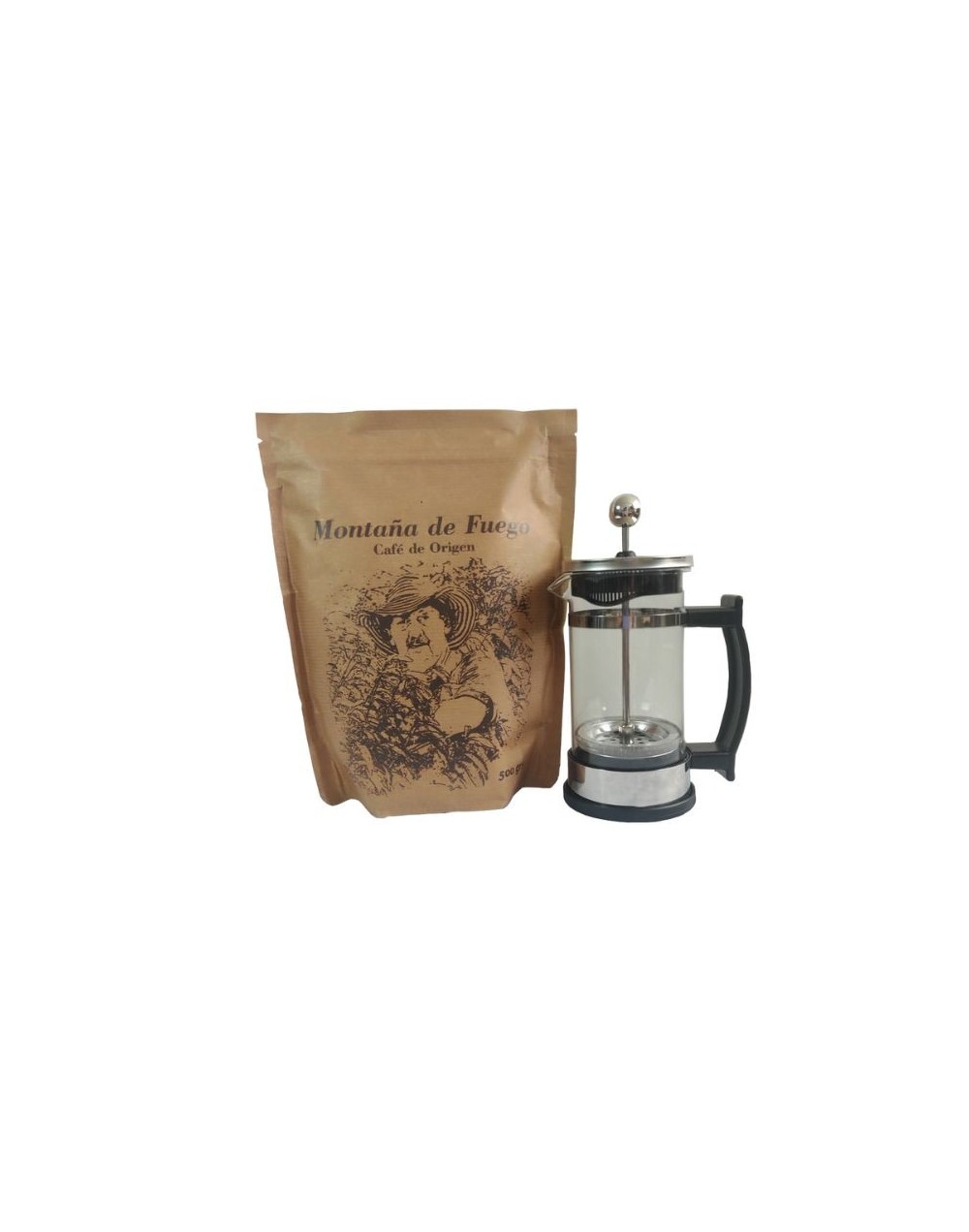 Combo de libra 500 gramos de entremonte café de origen y prensa francesa de 350 ml