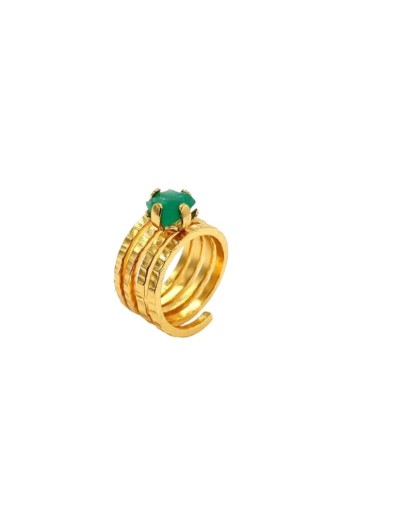 anillo totem dorado esmeralda