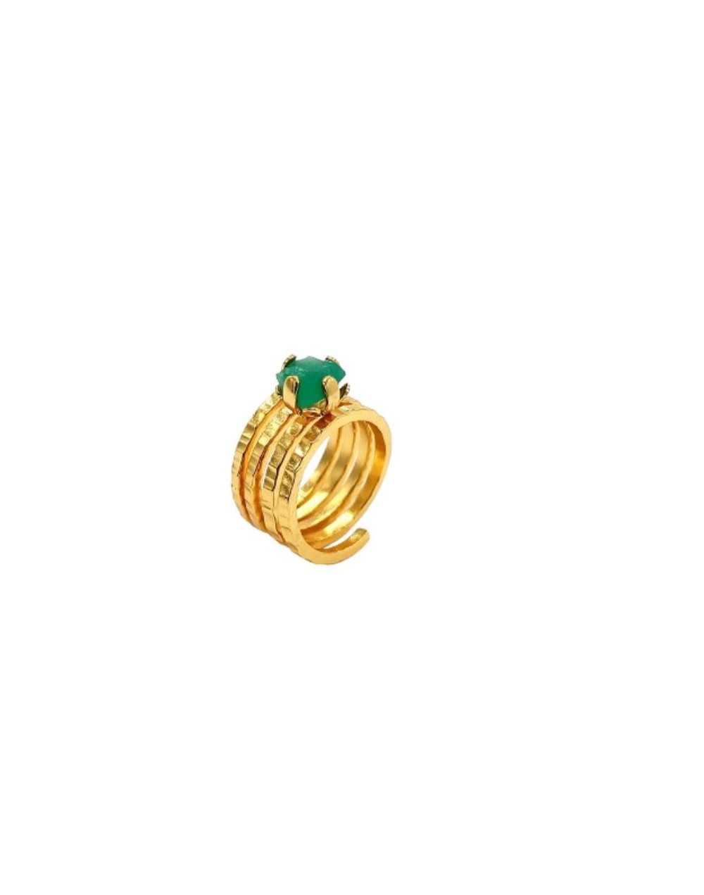 anillo totem dorado esmeralda