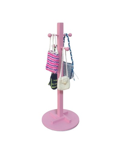 Perchero rosado para casa de muñecas