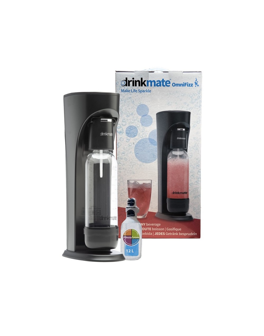 KIT DRINKMATE MÁQUINA PARA HACER BEBIDAS CON GAS COLOR NEGRO