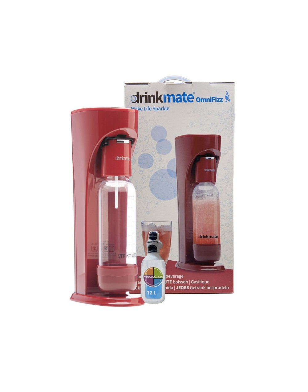 Máquina para gasificar Cualquier Bebida Drinkmate-Color Rojo Mate