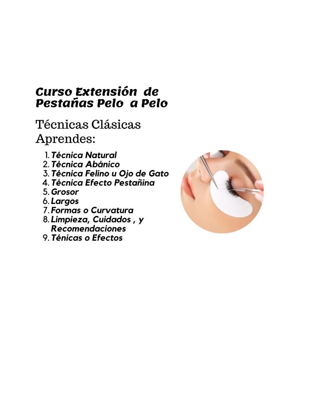 Capacitación extensiones de pestañas pelo a pelo