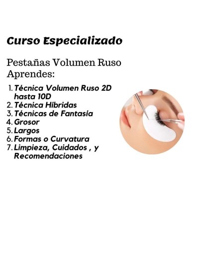 Capacitación  especializada extensión de pestañas volumen ruso