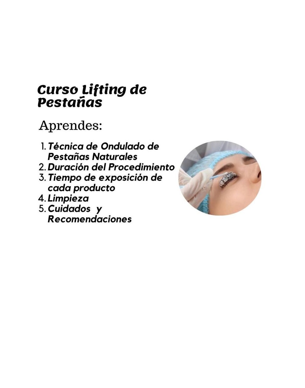 Capacitación lifting de pestañas