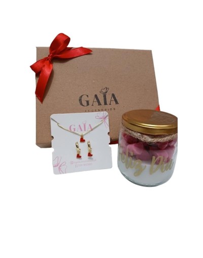 Combo Juego de corazón y vela artesanal