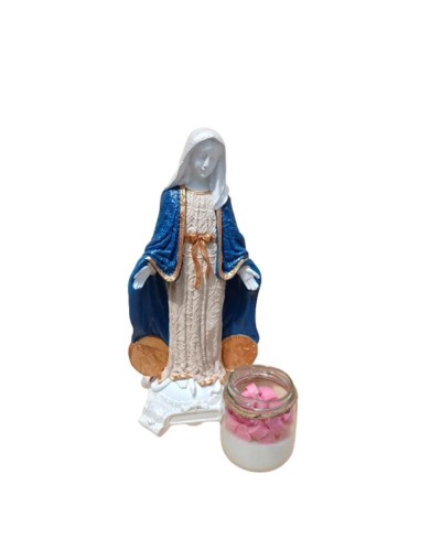 Combo de regalo Vírgen de la Medalla Milagros y vela artesanal