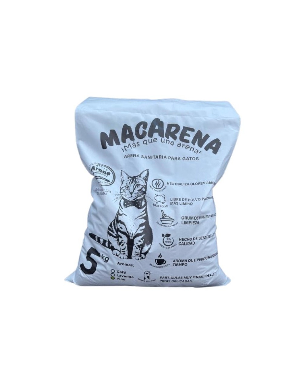 Arena para Gatos Macarena ¡más que una arena! Pino – 5 kg