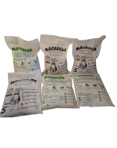 PROMO x5 - Arena para gatos Macarena ¡más que una arena! 25 kg (Lavanda, cafe, pino ))