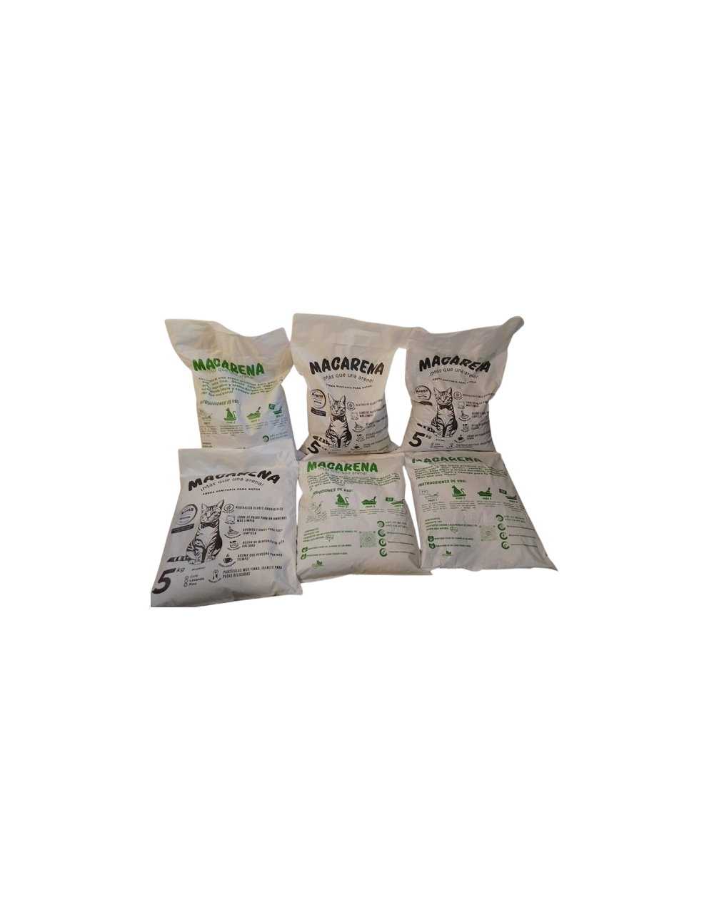 PROMO x5 - Arena para gatos Macarena ¡más que una arena! 25 kg (Lavanda, cafe, pino ))