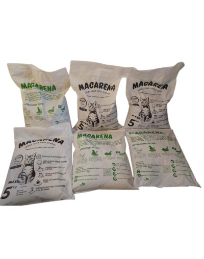 PROMO x5 - Arena para gatos Macarena ¡más que una arena! 25 kg (Lavanda, cafe, pino ))