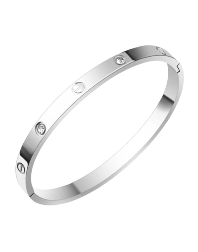 Pulsera aro plateada con brillante