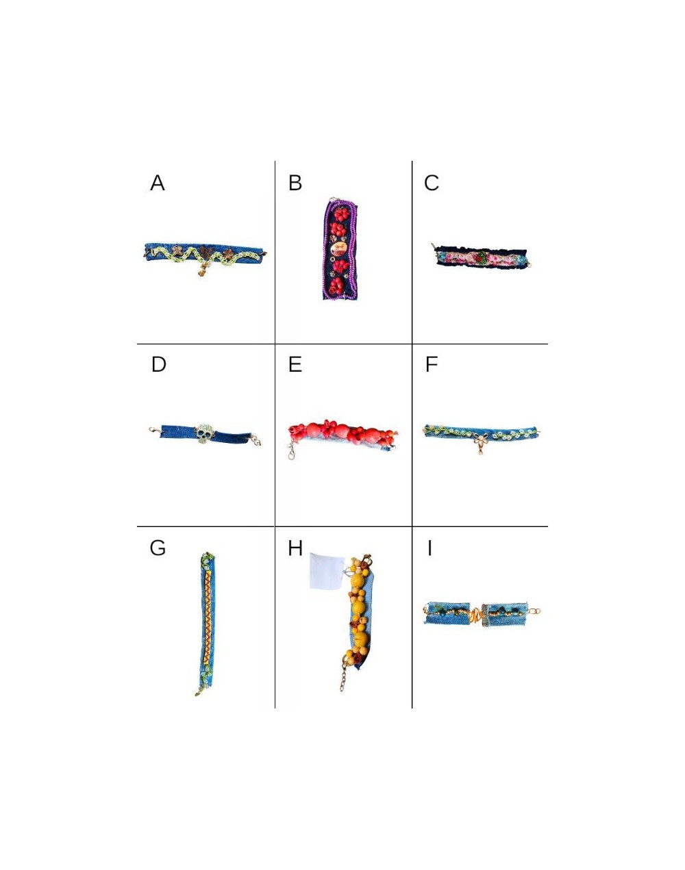 Pulseras En Jean y Abalorios De Acero