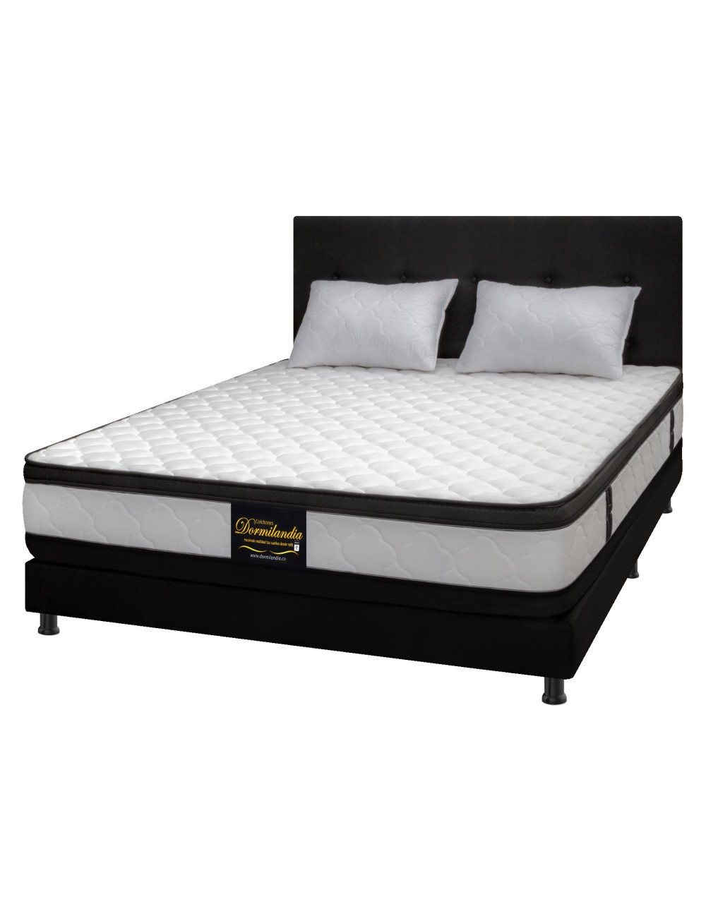 Colchón doble Atenas  Base cama Entera  Cabecero  Almohadas