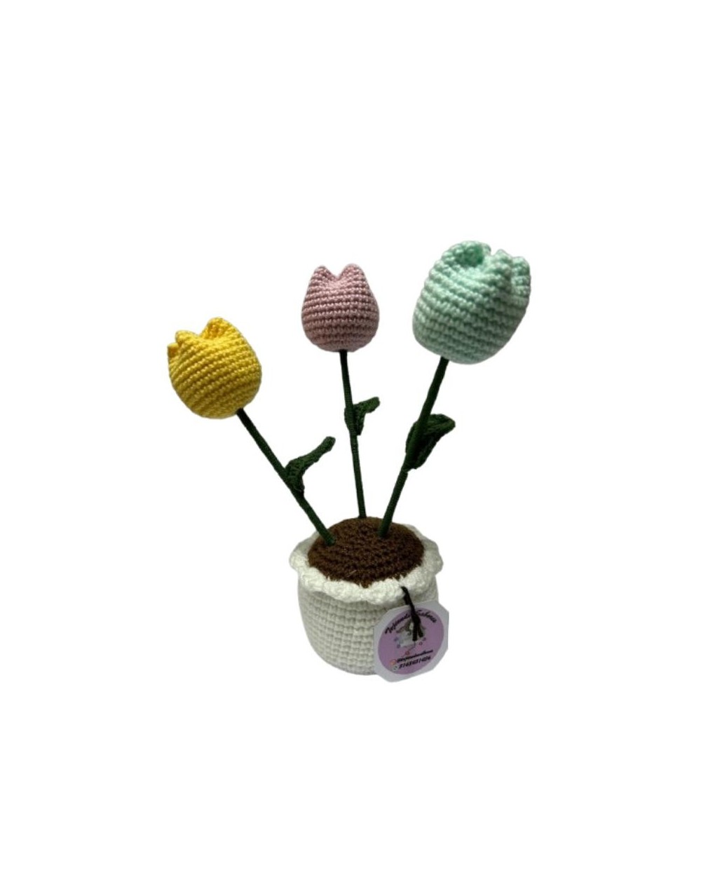 Tulipanes tejidos en hilo macramé
