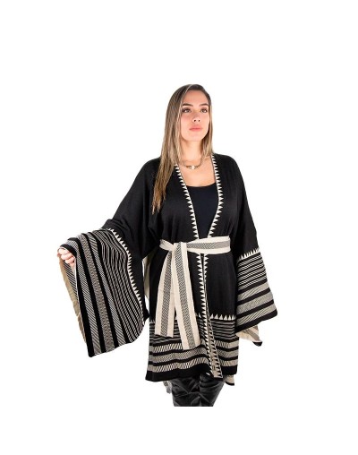 OMA915U01 Ruana Vittoria Color Negro/Beige Talla Unica