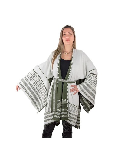 OMA915U15 Ruana Vittoria Color Verde Militar/Marfil Talla Unica