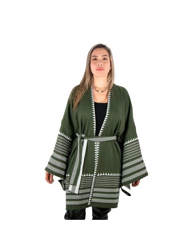 OMA915U15 Ruana Vittoria Color Verde Militar/Marfil Talla Unica