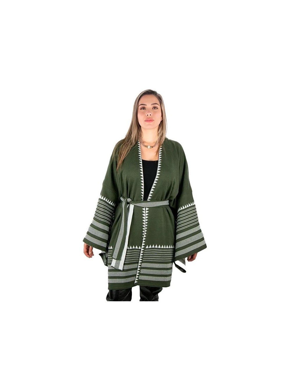OMA915U15 Ruana Vittoria Color Verde Militar/Marfil Talla Unica