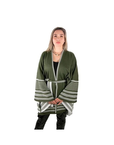 OMA915U15 Ruana Vittoria Color Verde Militar/Marfil Talla Unica
