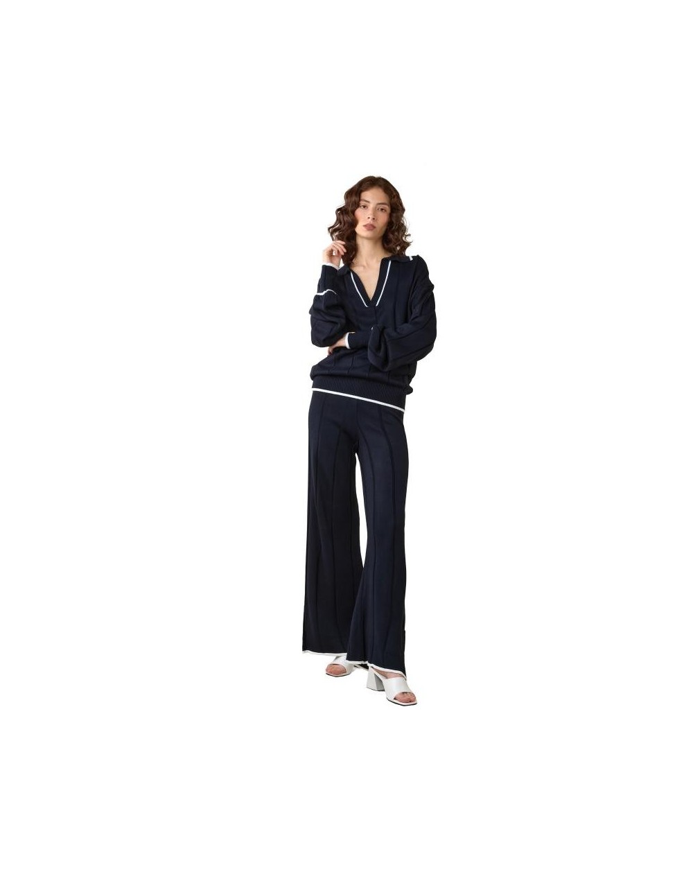 MMP866M04 Pantalon Tiffany Color Azul Oscuro Marfil Talla SM y ML