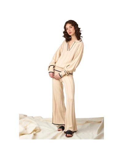 MMP866M09 Pantalon Tiffany Color Beige Azul Oscuro Talla SM y ML