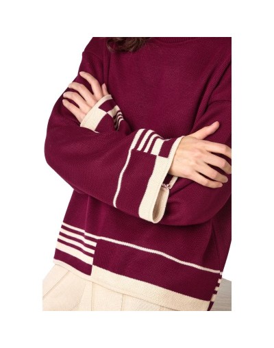 MMC865U07 Buzo Amanda Color Vino tinto/Beige Talla Unica