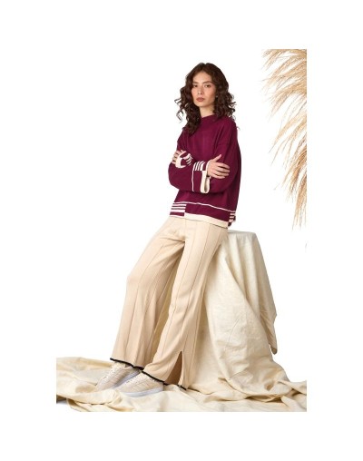 MMC865U07 Buzo Amanda Color Vino tinto/Beige Talla Unica