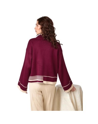MMC865U07 Buzo Amanda Color Vino tinto/Beige Talla Unica