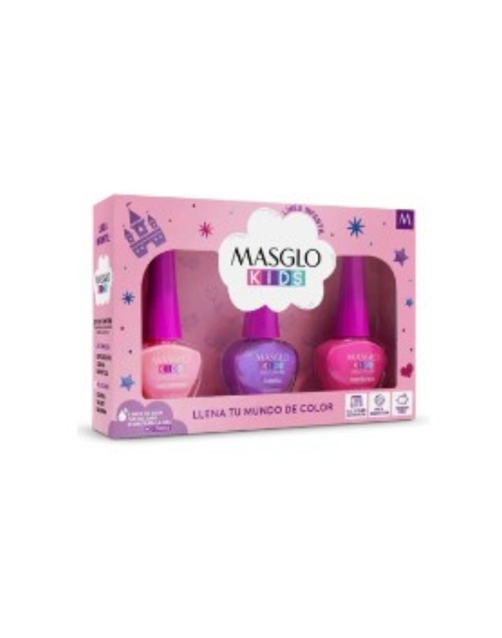 MASGLO KIDS KIT PRINCESAS ESMALTES PARA NIÑAS