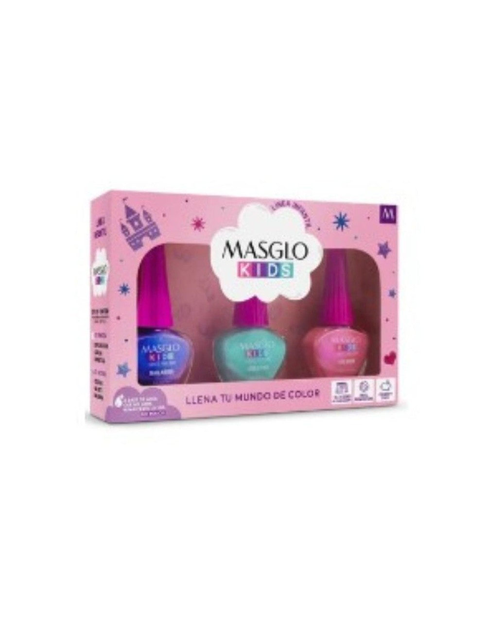 MASGLO KIDS KIT ARCOIRIS ESMALTES PARA NIÑAS